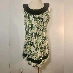 Vintage Apt 9 Sleeveless Babydoll Top Size XL Green/Tan Floral Scoop Neck Y2K